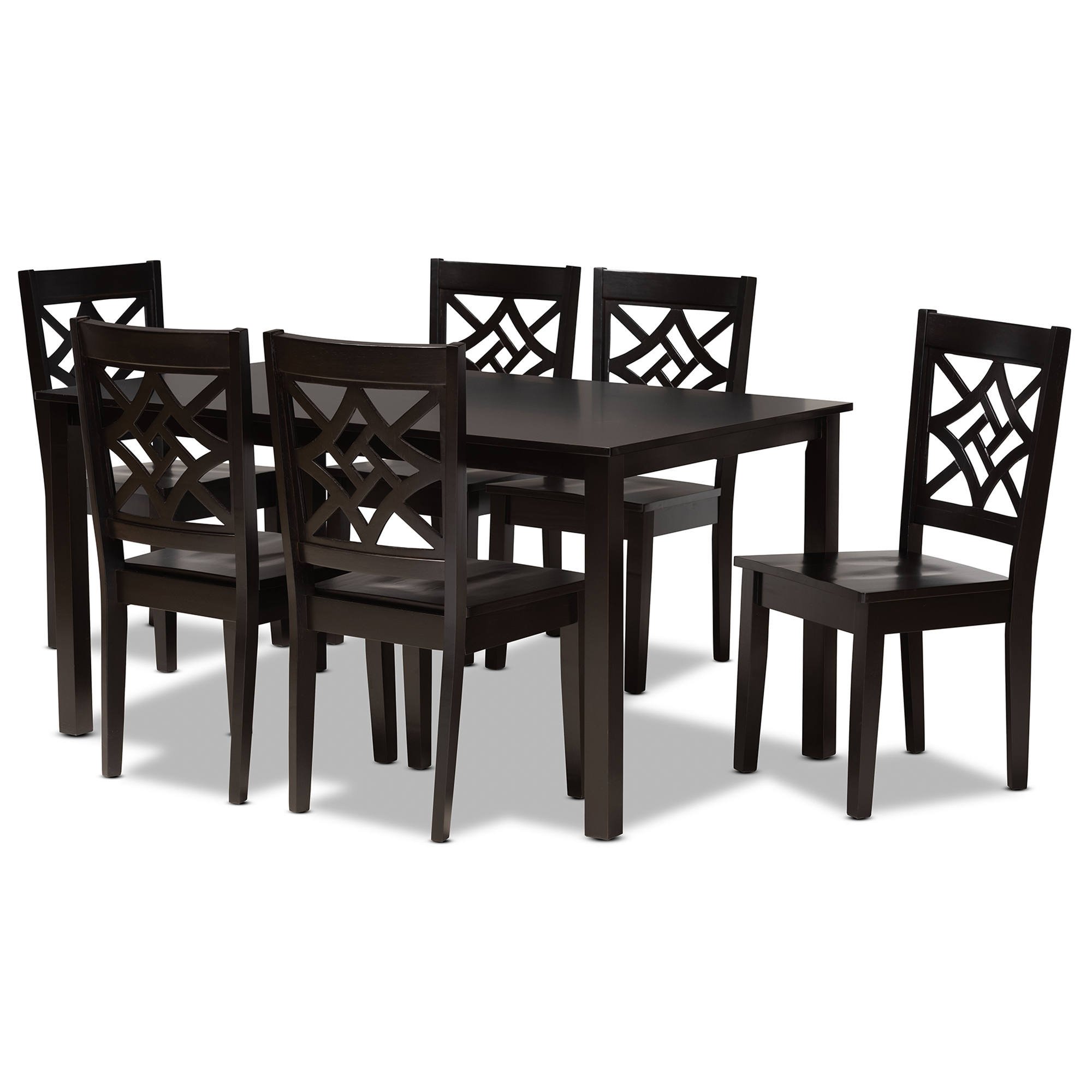 Baxton Studio Nicolette Modern and Contemporary Dark Brown Finished Wood 7-Piece Dining Set